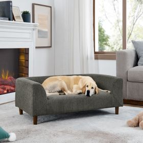 Pet sofa with backrest and armrests, modern rectangular pet sofa suitable for small and medium dogs, soft cushion comfortable dog sofa,--Dark gre