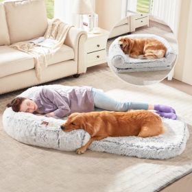Human Dog Bed 71 X 43 X12 Dog Beds For Large Dogs Foldable Plush Washable Dog Bed For People Doze Off, Orthopedic Dog Beds For Humans Size Fits Y (Option: Gray)
